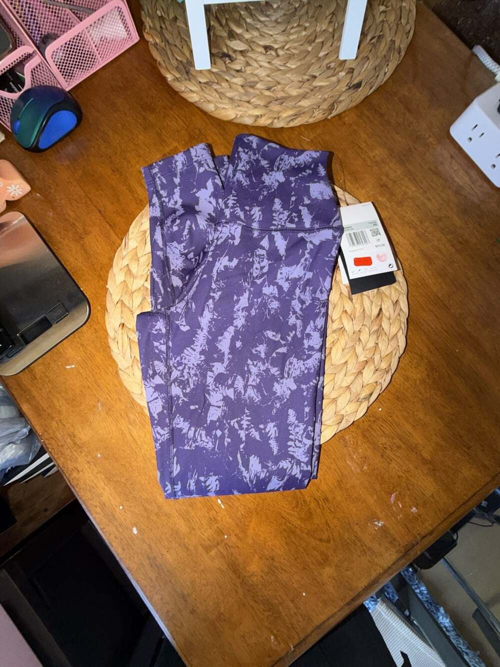 Nike One High-Waisted 7/8 Leggings Size XS Purple Printed Dri-FIT